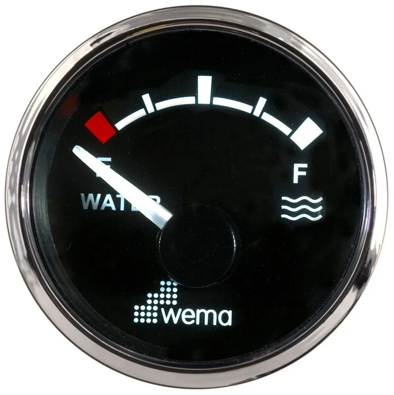 Wema - Su Tankı Seviye Göstergesi 52mm Krom/Siyah