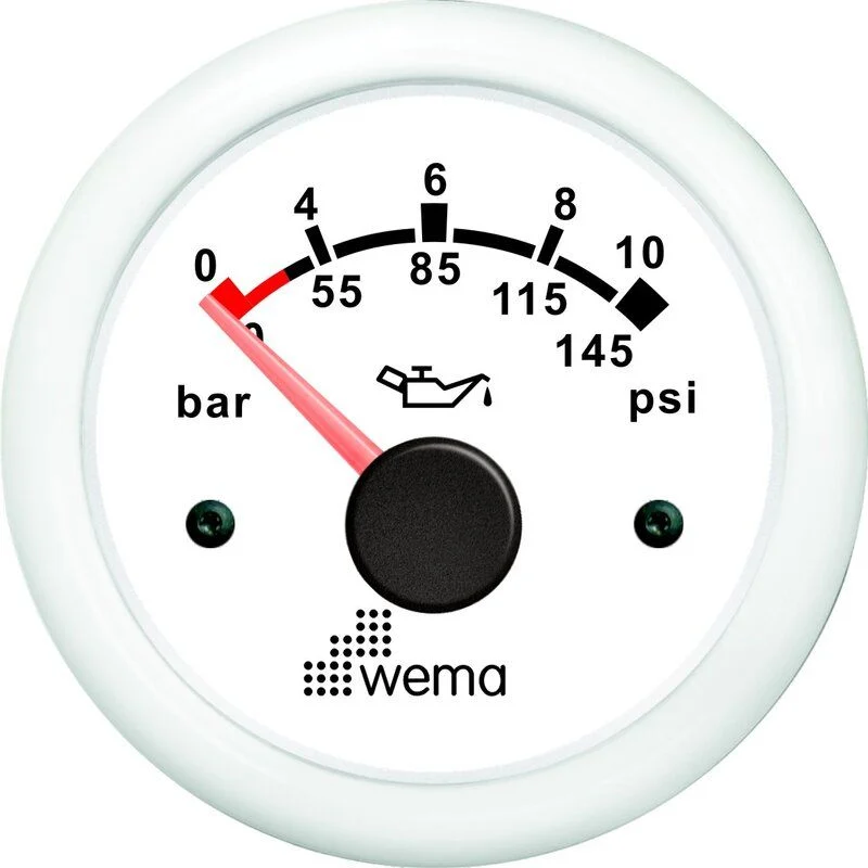 Wema - Yağ Basınç Göstergesi 10 Bar 52mm Beyaz/Beyaz