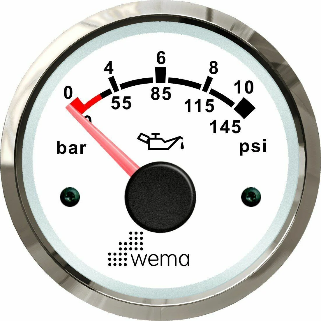 Wema - Yağ Basınç Göstergesi 10 Bar 52mm Krom/Beyaz