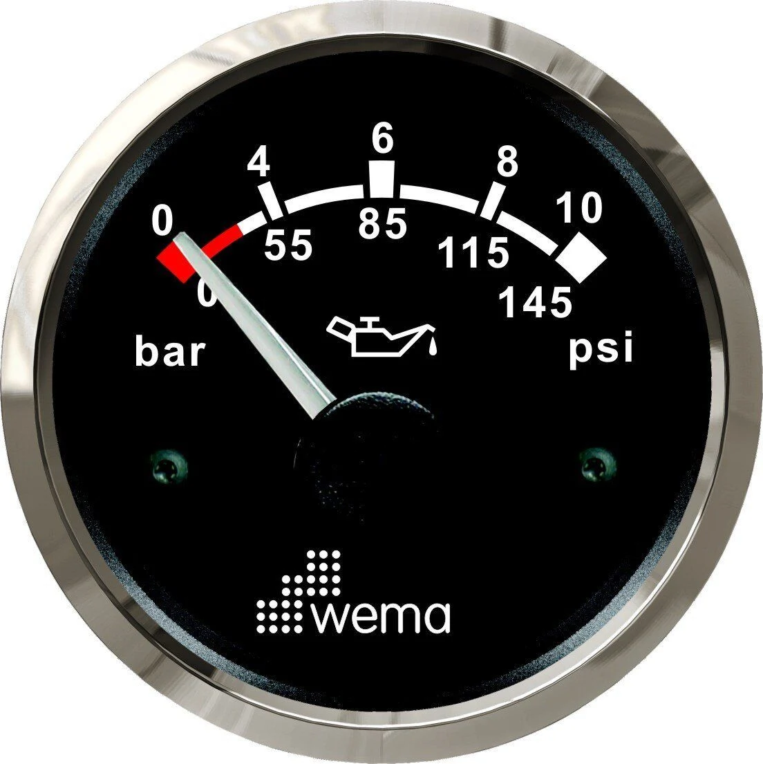 Wema - Yağ Basınç Göstergesi 10 Bar 52mm Krom/Siyah